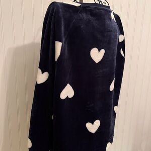 LOFT Navy Velour Top w/White Hearts Top